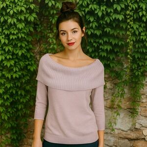 EXPRESS Tan Fitted Cowl Neck Sweater, S